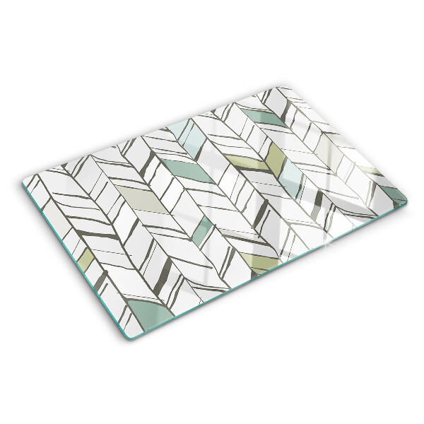 Glass chopping board Leafy patterns in shades of green