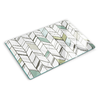 Glass chopping board Leafy patterns in shades of green
