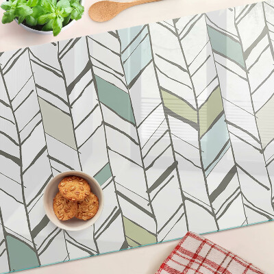 Glass chopping board Leafy patterns in shades of green