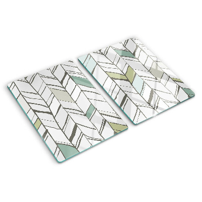 Glass chopping board Leafy patterns in shades of green