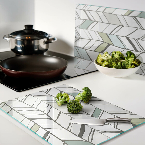 Glass chopping board Leafy patterns in shades of green