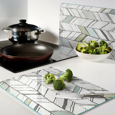Glass chopping board Leafy patterns in shades of green
