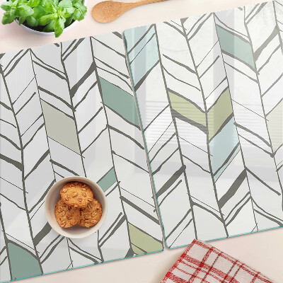 Glass chopping board Leafy patterns in shades of green