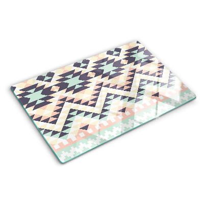 Glass kitchen board Geometric motif in pastel colors