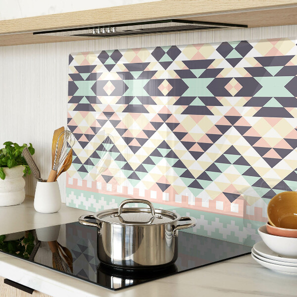 Glass kitchen board Geometric motif in pastel colors
