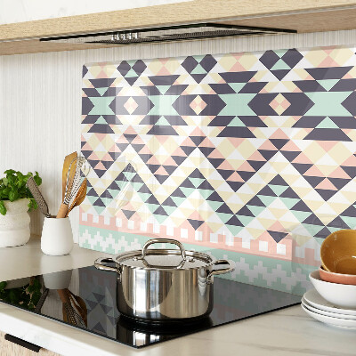 Glass kitchen board Geometric motif in pastel colors