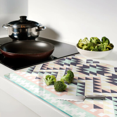 Glass kitchen board Geometric motif in pastel colors