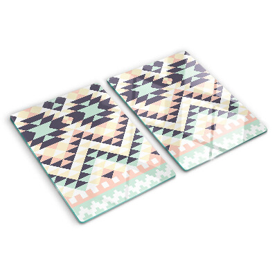 Glass kitchen board Geometric motif in pastel colors
