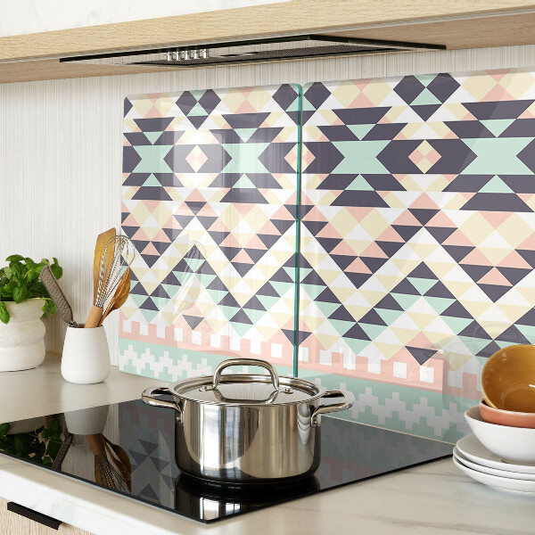 Glass kitchen board Geometric motif in pastel colors