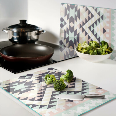 Glass kitchen board Geometric motif in pastel colors