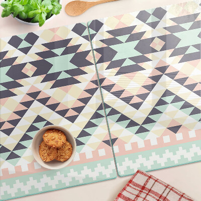 Glass kitchen board Geometric motif in pastel colors