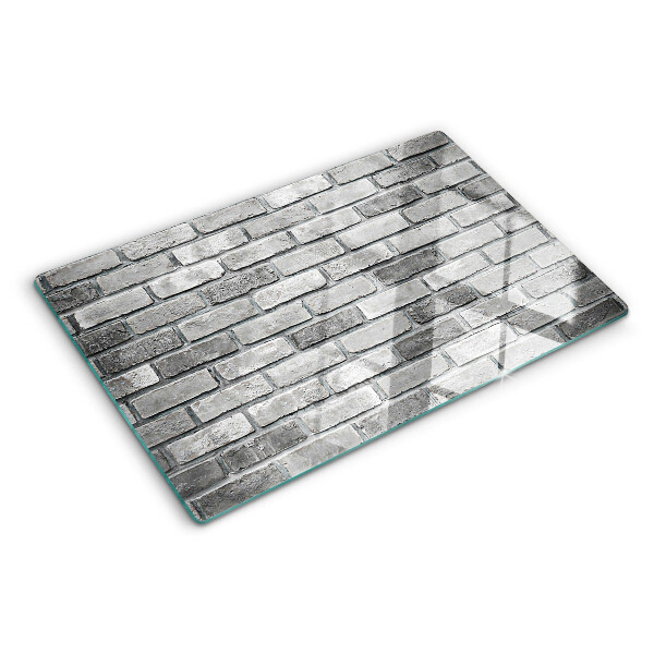Glass kitchen board Brick wall in shades of gray