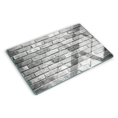 Glass kitchen board Brick wall in shades of gray
