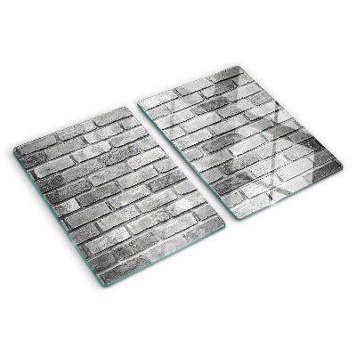 Glass kitchen board Brick wall in shades of gray