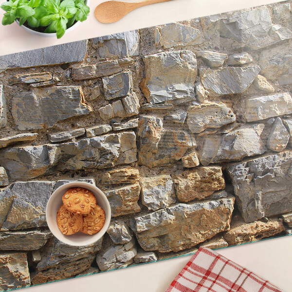 Chopping board glass Stone wall