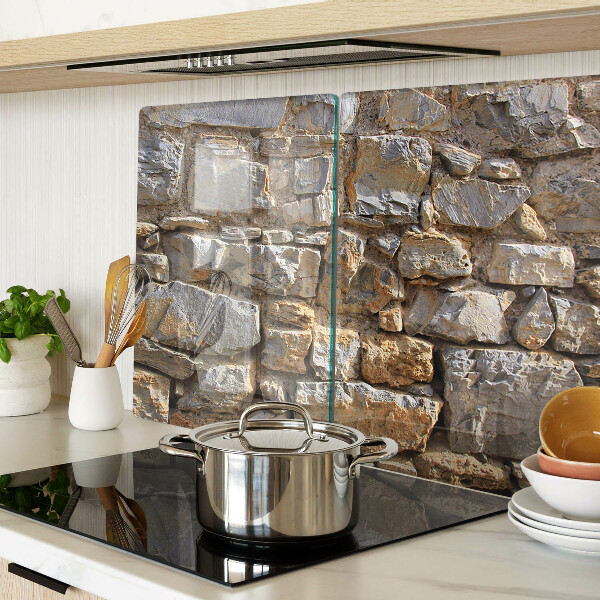 Chopping board glass Stone wall