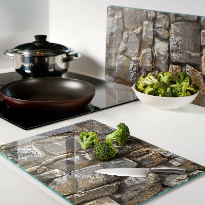 Chopping board glass Stone wall