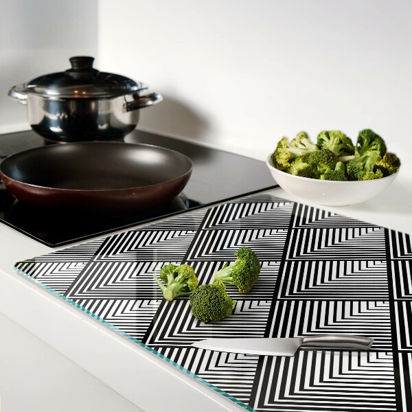 Glass cutting board Geometry in black and white