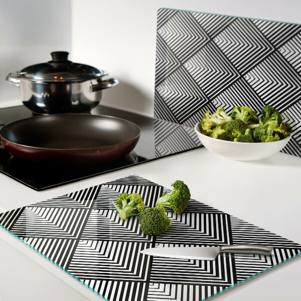 Glass cutting board Geometry in black and white
