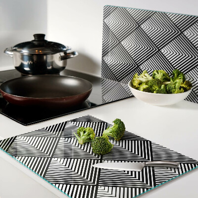Glass cutting board Geometry in black and white