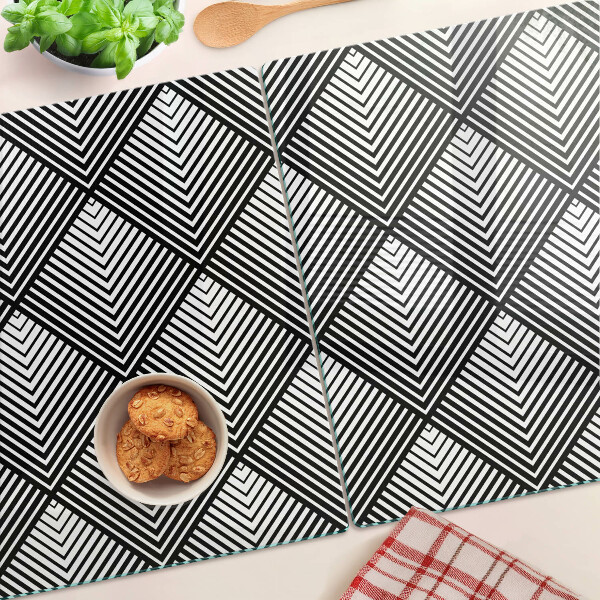 Glass cutting board Geometry in black and white
