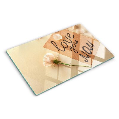 Glass kitchen board Love and flowers