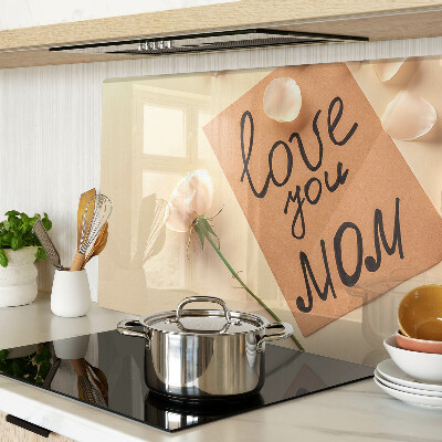 Glass kitchen board Love and flowers