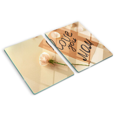 Glass kitchen board Love and flowers