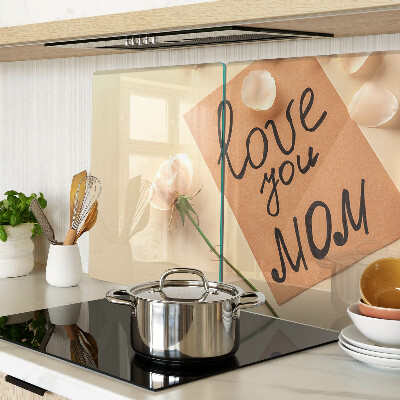 Glass kitchen board Love and flowers