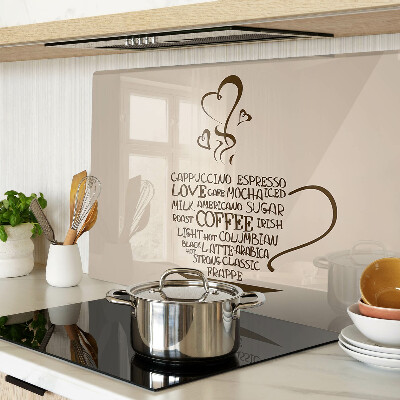 Chopping board glass Coffee and heart