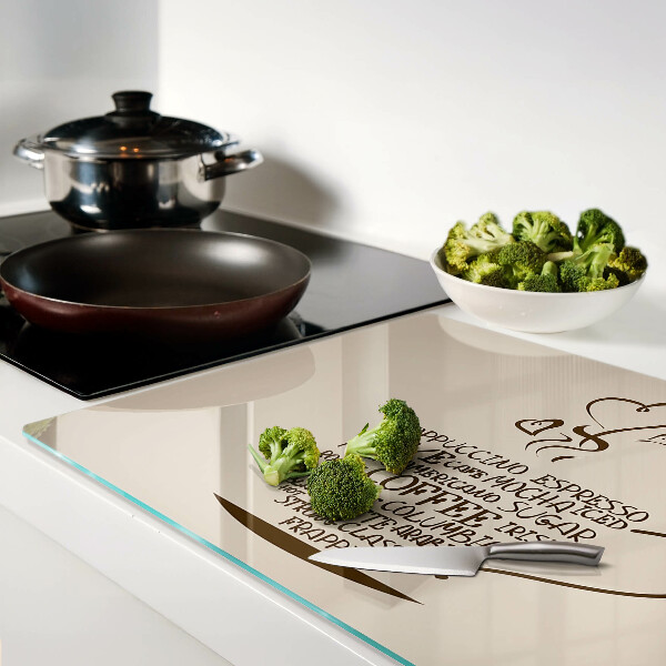 Chopping board glass Coffee and heart