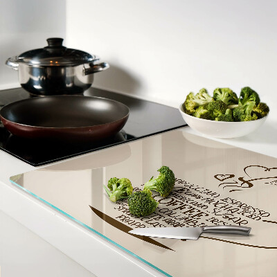 Chopping board glass Coffee and heart