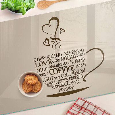 Chopping board glass Coffee and heart