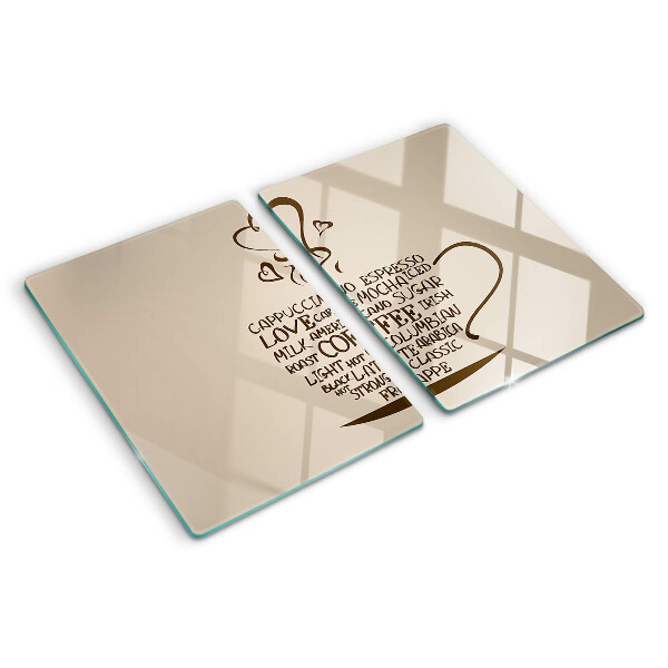 Chopping board glass Coffee and heart
