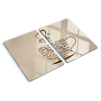 Chopping board glass Coffee and heart