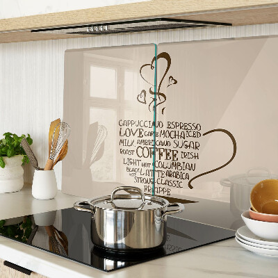 Chopping board glass Coffee and heart