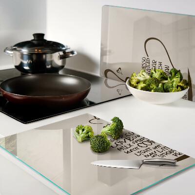 Chopping board glass Coffee and heart