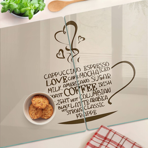 Chopping board glass Coffee and heart