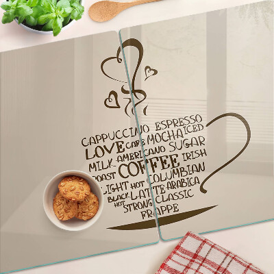 Chopping board glass Coffee and heart