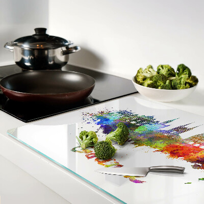 Glass kitchen board Gdańsk in watercolor colors