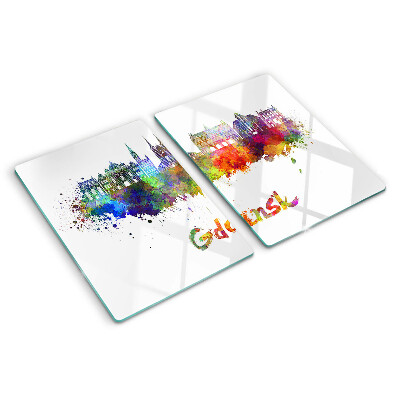 Glass kitchen board Gdańsk in watercolor colors