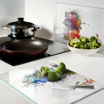 Glass kitchen board Gdańsk in watercolor colors