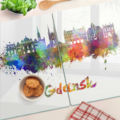 Glass kitchen board Gdańsk in watercolor colors