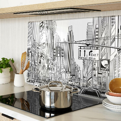 Cutting board New York in comic book style