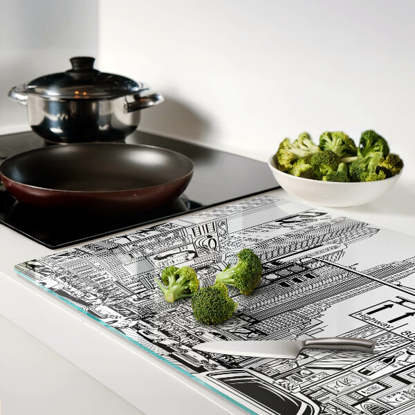 Cutting board New York in comic book style