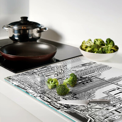 Cutting board New York in comic book style