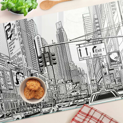 Cutting board New York in comic book style