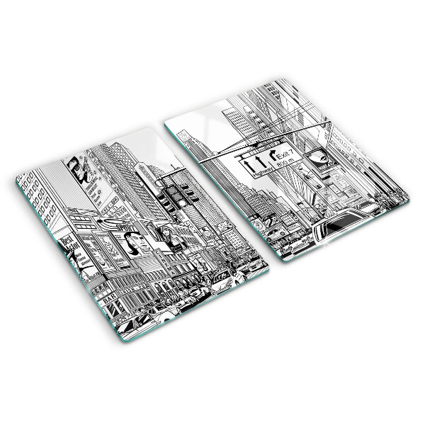 Cutting board New York in comic book style