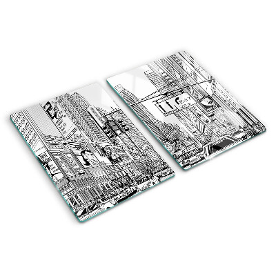 Cutting board New York in comic book style