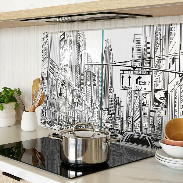Cutting board New York in comic book style